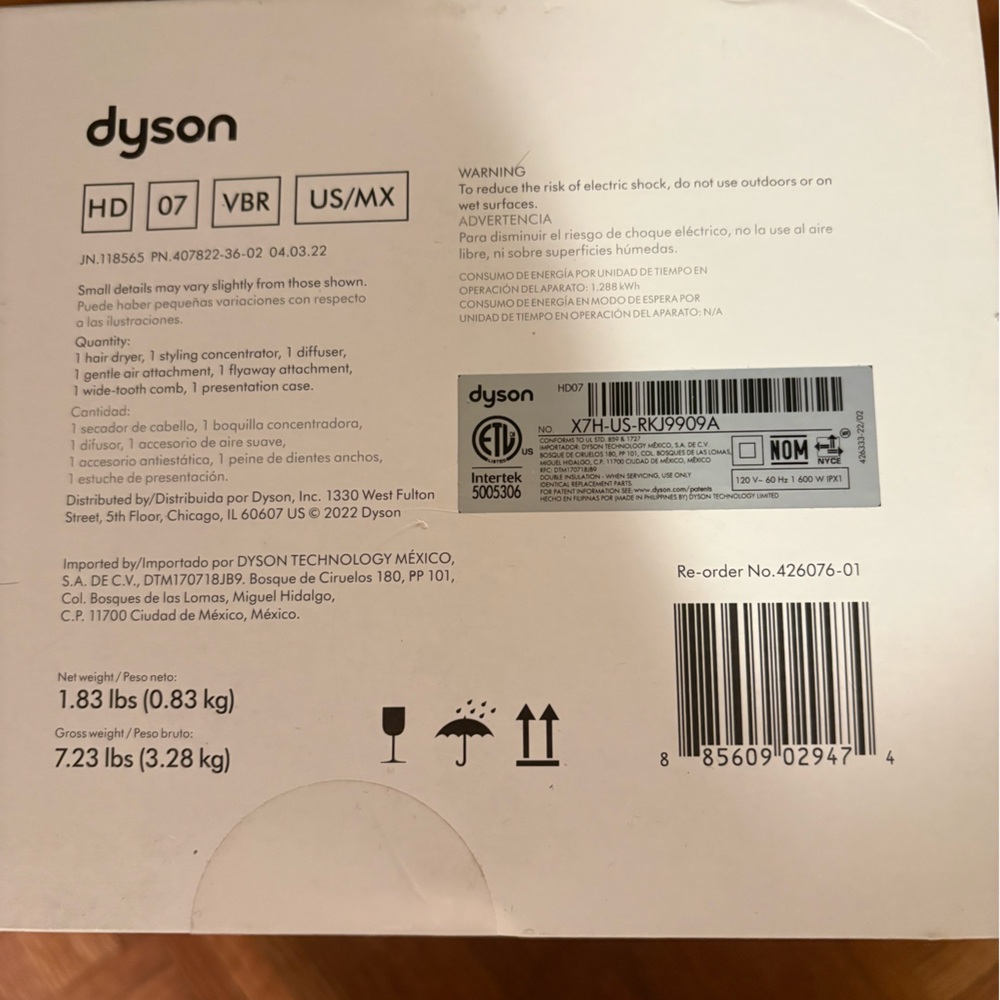 Dyson Supersonic Hair Dryer special in vinca blue and rose new with box - Picture 11 of 16